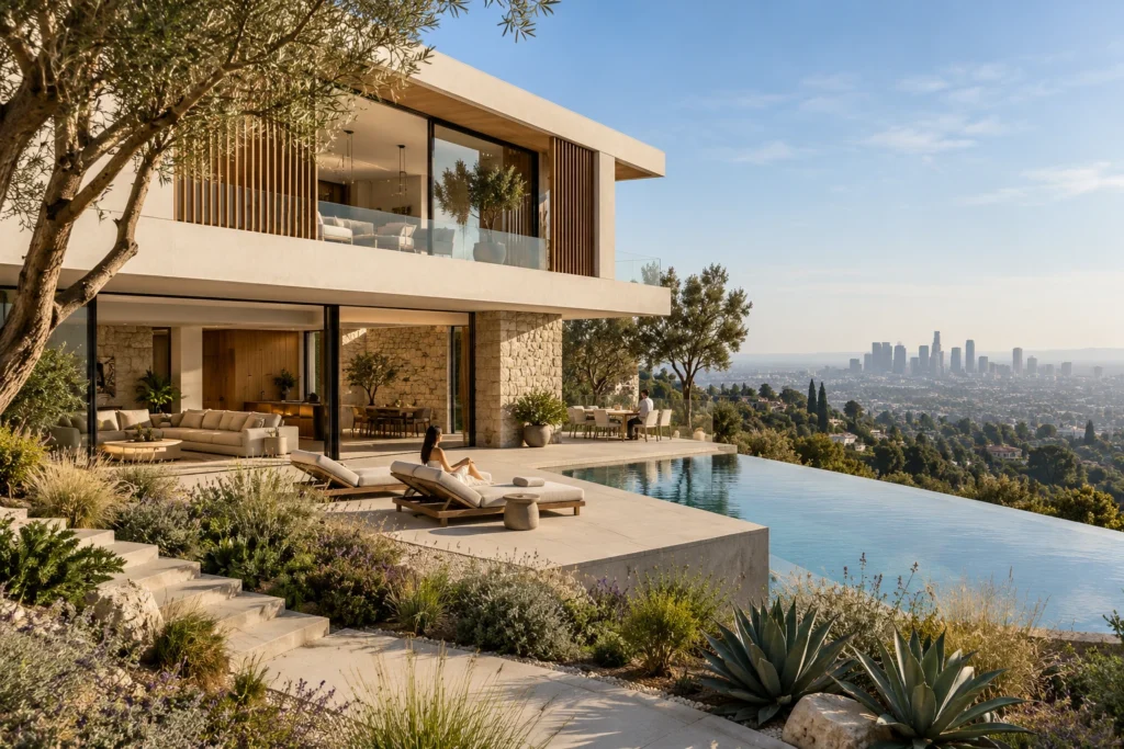 Hillside modern villa with swimming pool in Portland