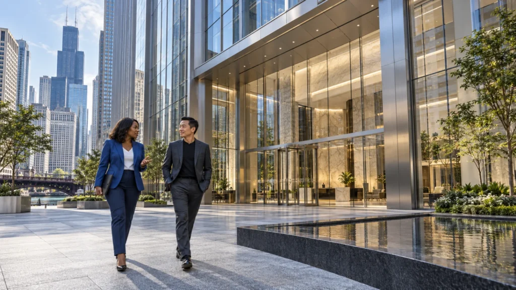 Chicago commercial office exterior 3d rendering