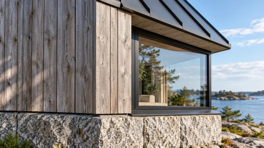 Gothenburg villa facade construction detail concept overlooking the sea โ Scandinavian Design Concepts