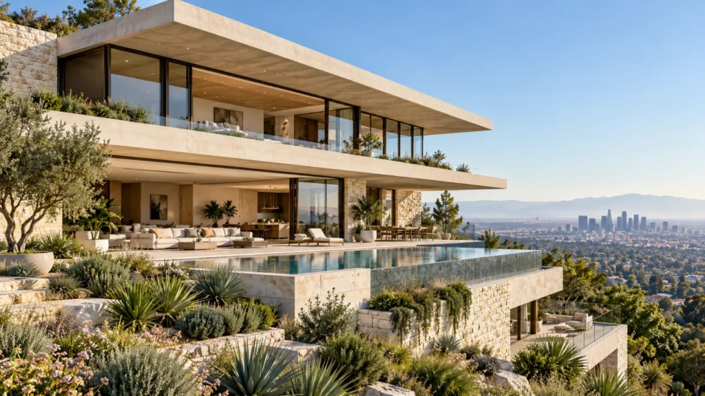 Los Angeles luxury villa exterior 3d rendering — Architectural Design