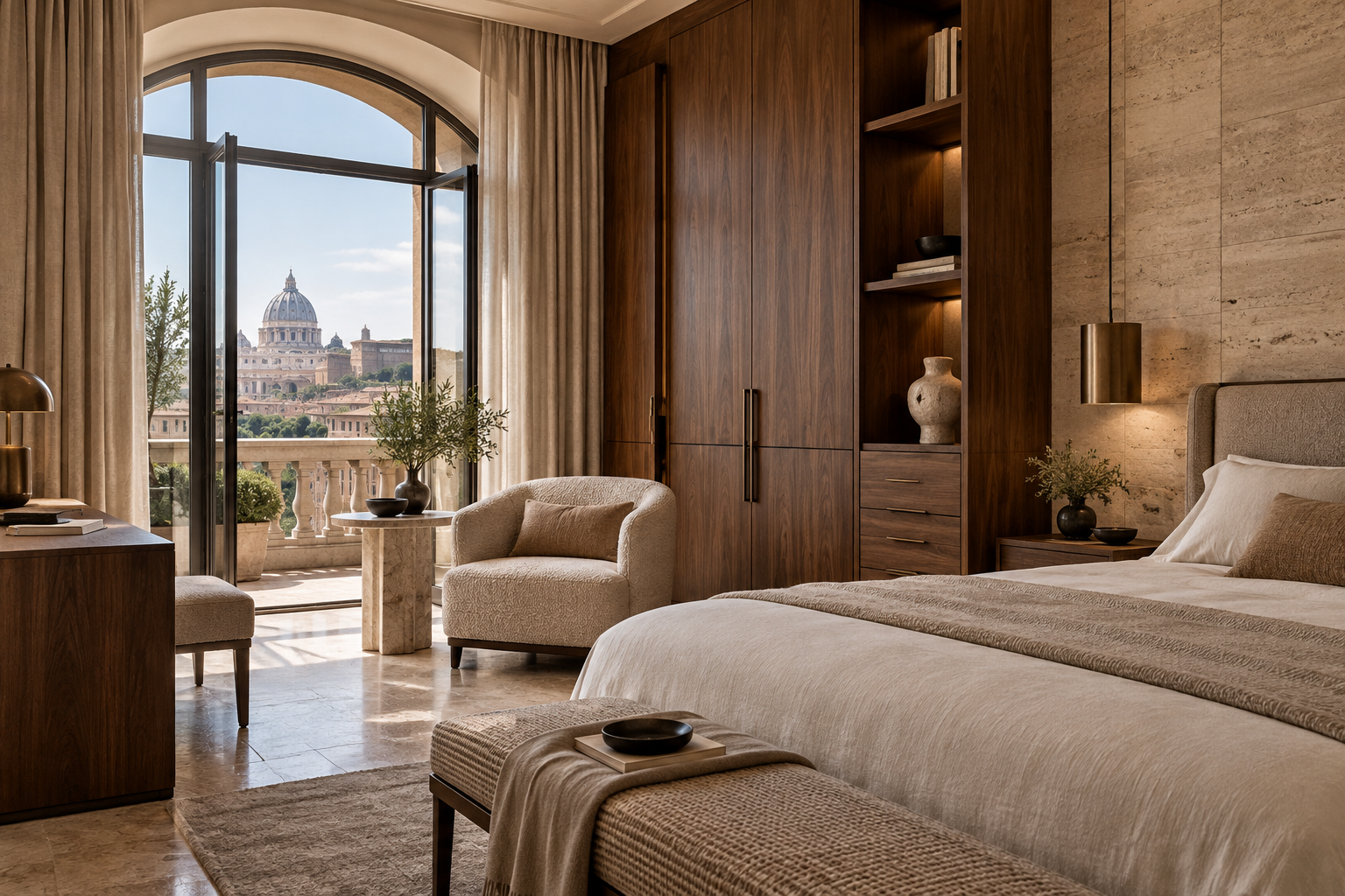 Luxury bedroom interior rendering in Rome — Photorealistic Presentations