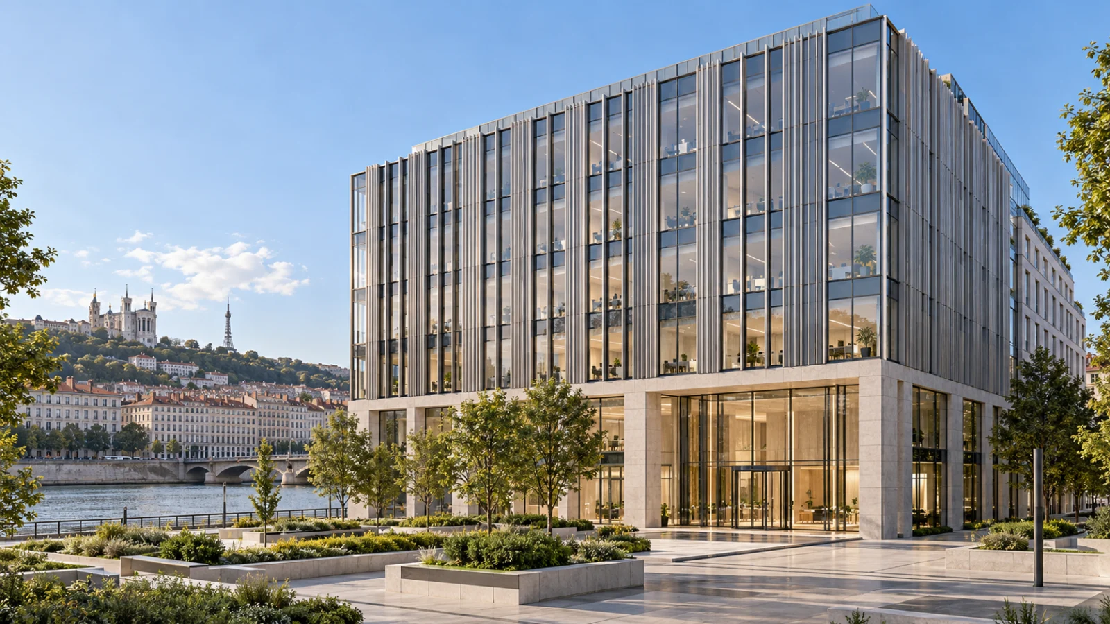 Lyon commercial office exterior 3d rendering — France 3D Rendering Studio