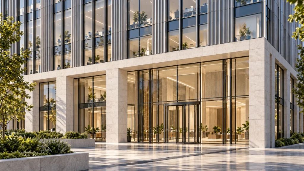Lyon office entrance architectural rendering france