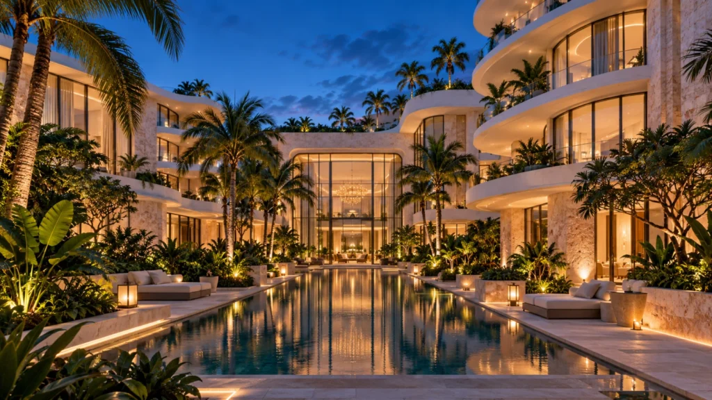 Miami boutique resort exterior 3d rendering