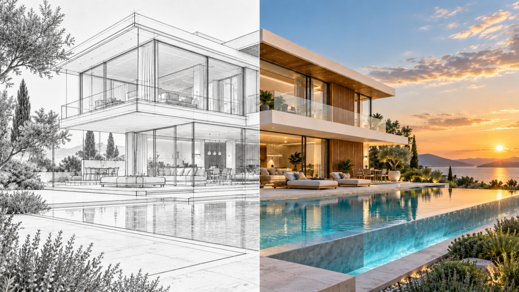 AI architectural visualization and rendering services in New York by Yantram Studio