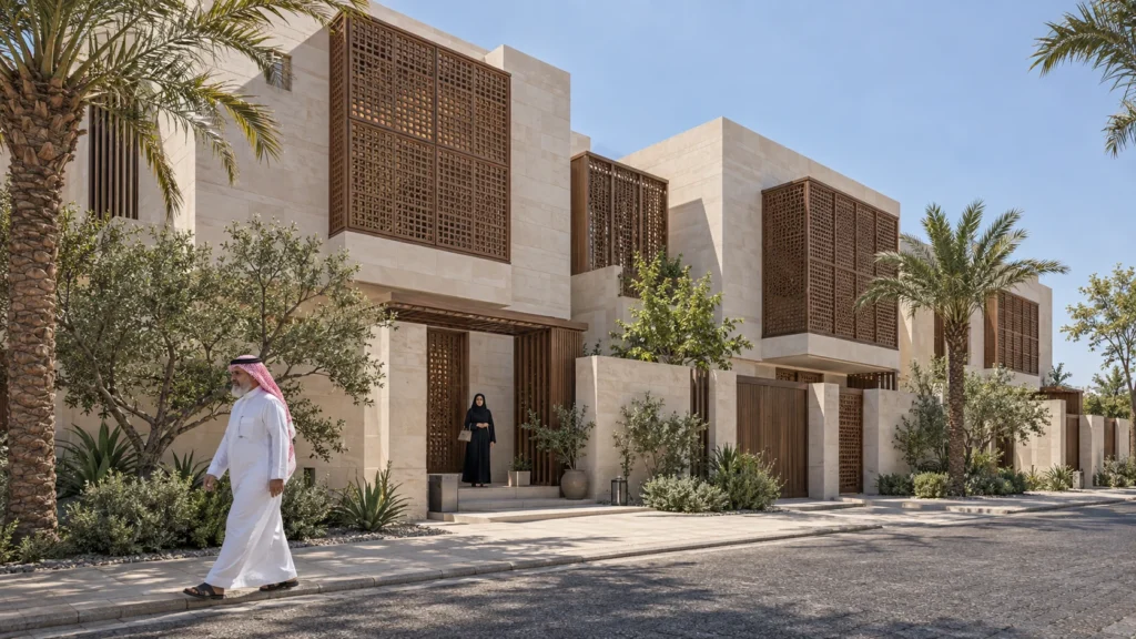 Modern townhouse row homes exterior in Jeddah — Architectural Rendering Jeddah